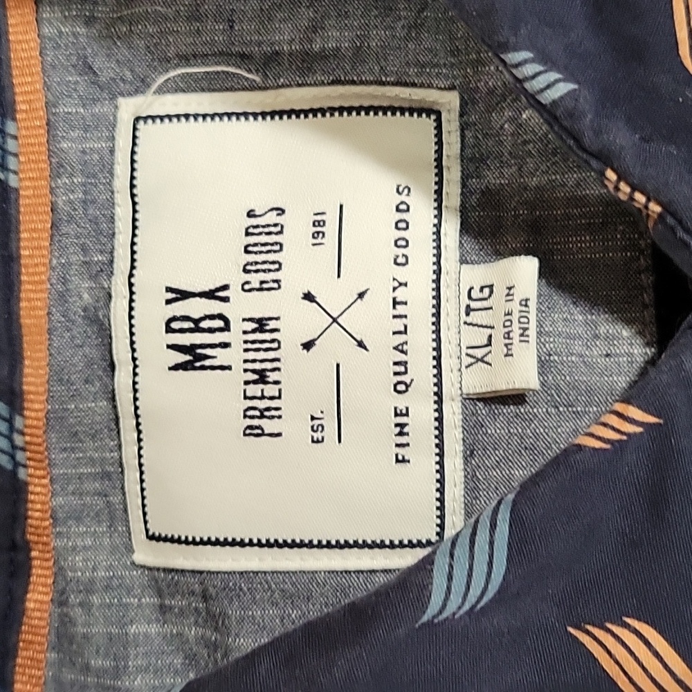 MBX Sz XL Blue and Orange Casual Button Down Shirt - Picture 6 of 6